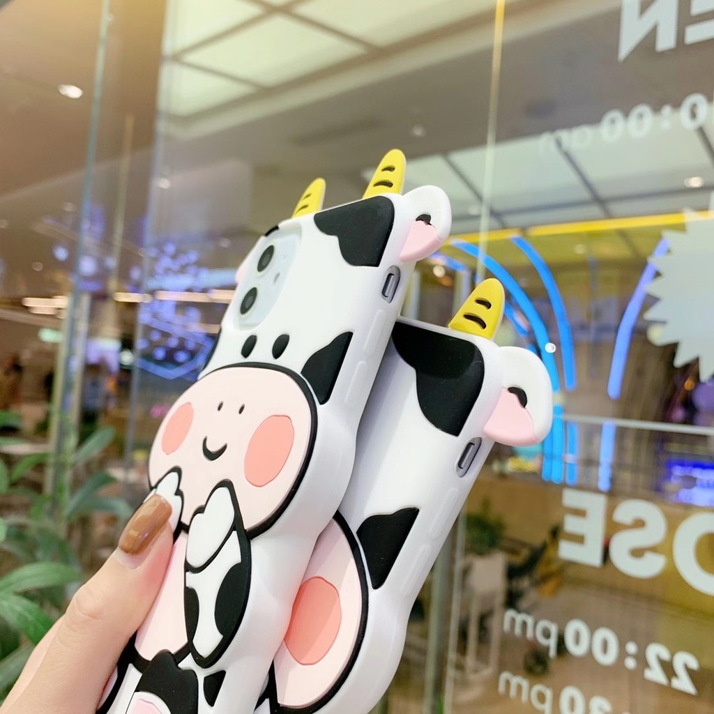 Ốp Điện Thoại Silicon Họa Tiết Chú Bò Dễ Thương Cho iPhone Case 7 8 7 Plus 8 Plus 11