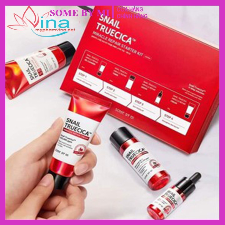 Bộ Some By mi Snail Truecica Miracle Repair Starter Kit Dưỡng Phục Hồi, Tái Tạo Da Chiết Xuất Ốc Sên (4 MÓN)