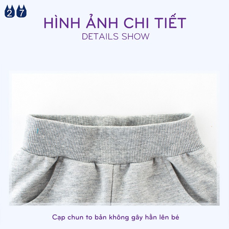 Quần thun cho bé 27kids họa tiết thể thao chất cotton hàng xuất Âu Mỹ