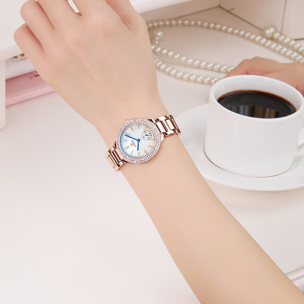 WWOOR Top Brand Luxury  watch for women fashion ladies watch stainless steel waterproof clock 8854