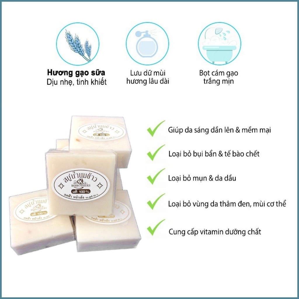 (Auth Thái) XÀ PHÒNG CÁM GẠO THÁI LAN JAM RICE MILK SOAP