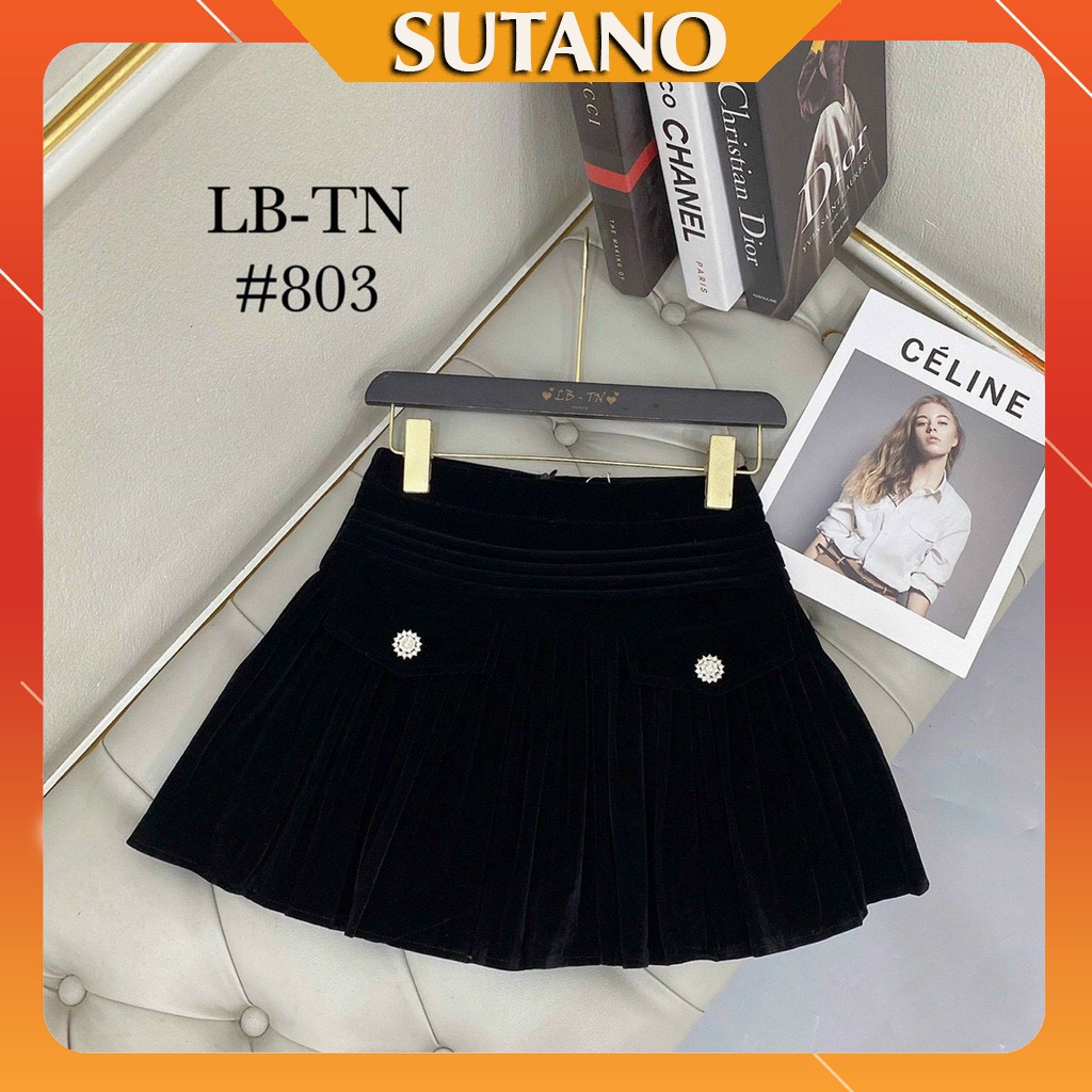 Chân váy nhung xòe quảng châu kèm túi đính đá sang trọng CV469 SUTANO