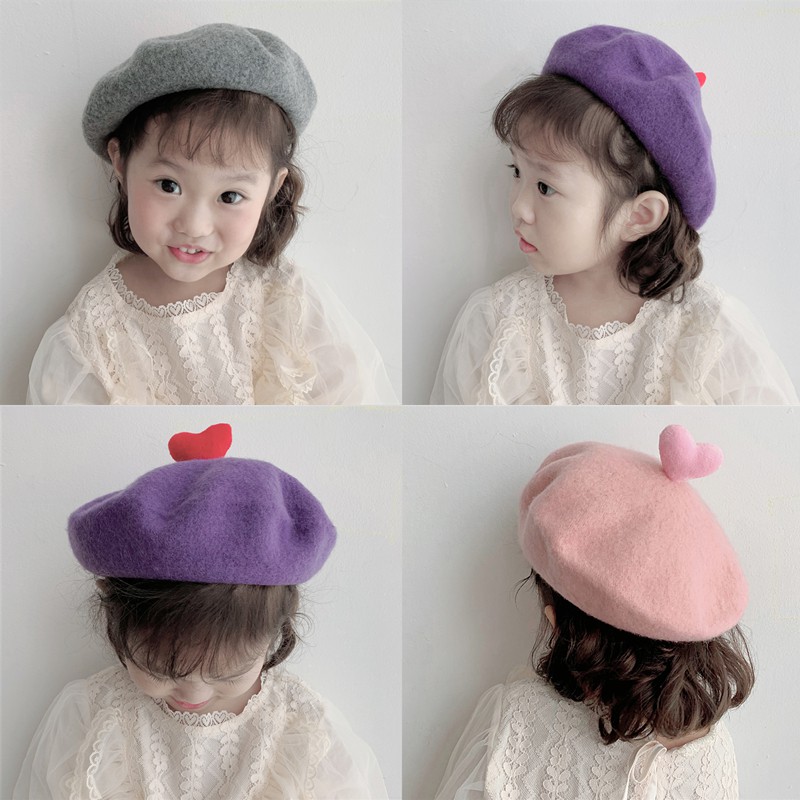 Mũ nồi màu trơn thiết kế đáng yêu phong cách Hàn Quốc cho bé