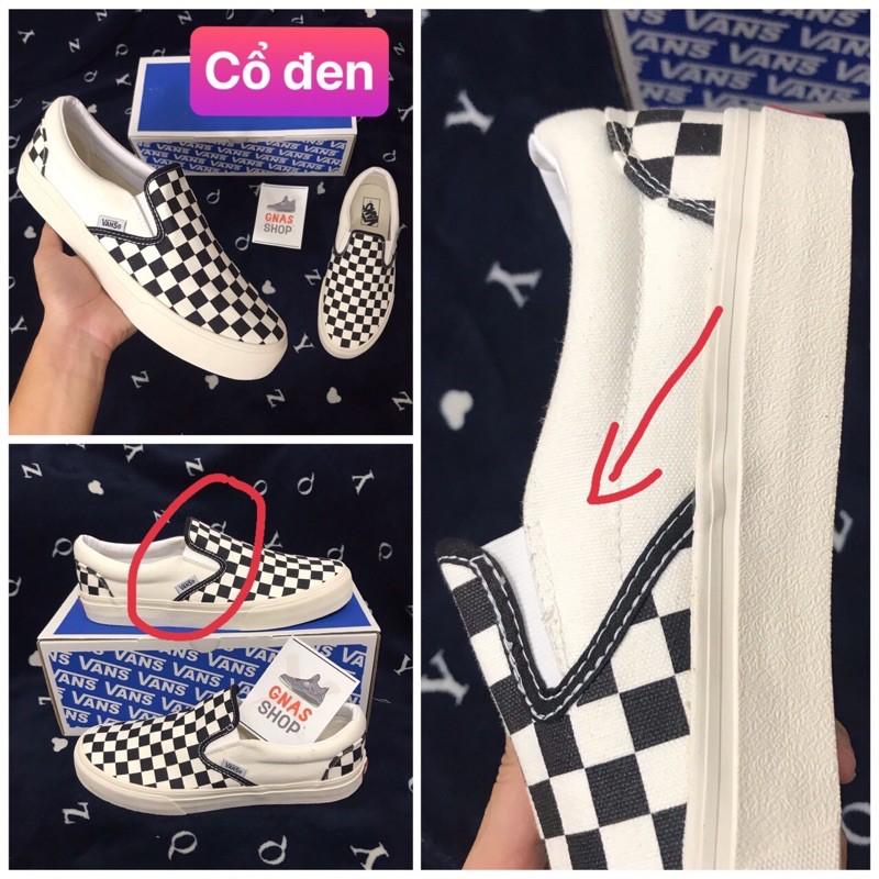 [Chuẩn 11 - hộp xanh] Giày thể thao lười slip on caro vault đen trắng nam nữ khôn | BigBuy360 - bigbuy360.vn