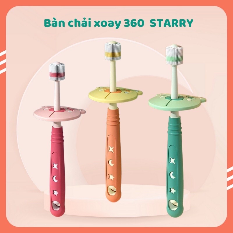 Bàn chải đánh răng xoay 360 độ siêu mềm cho bé