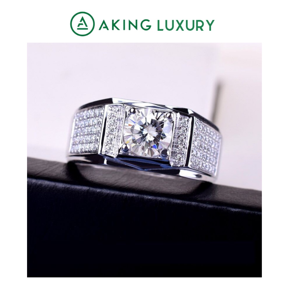 Nhẫn bạc nam AKING LUXURY AK28 cao cấp đính đá sang trọng, lịch lãm. Bộ sưu tập mới nhất 2022