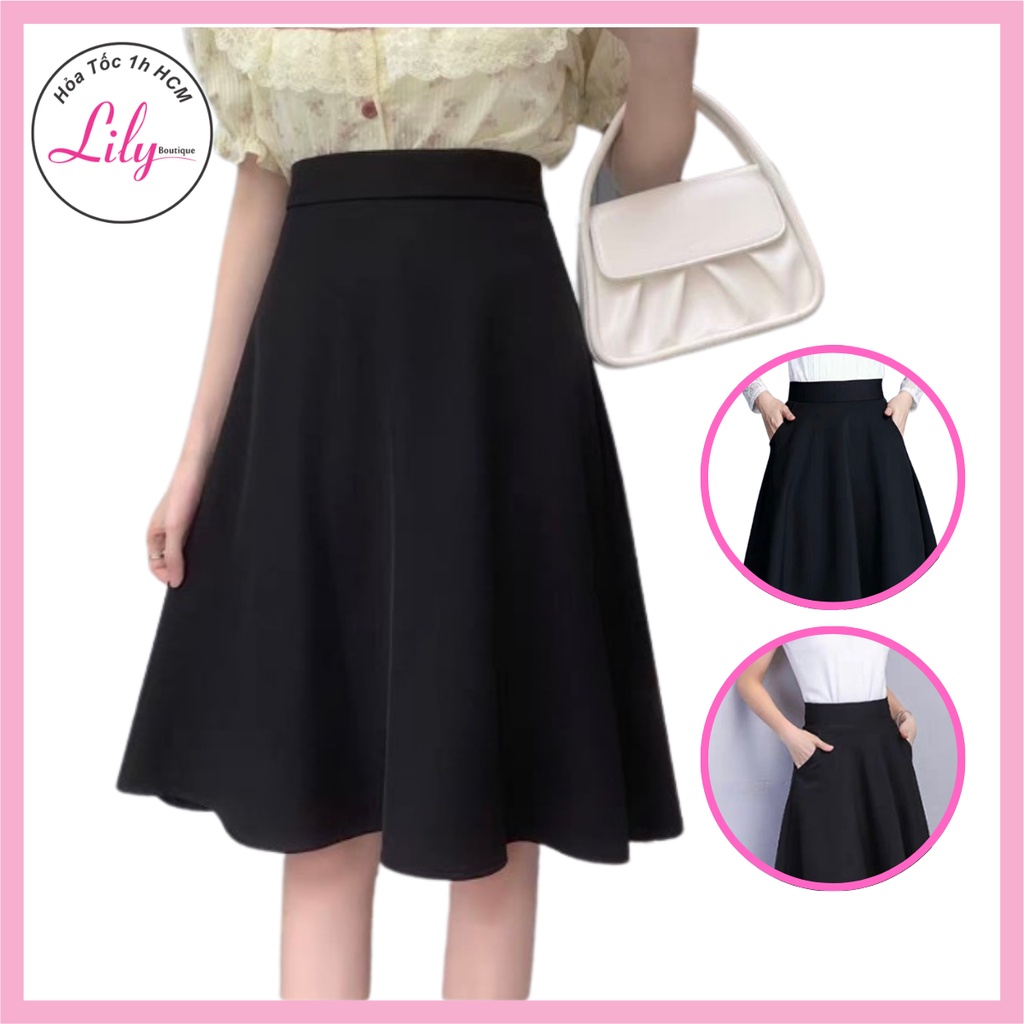Chân Váy Xòe Công Sở Dài 64cm LILY Xòe Dài Qua Gối Chất Tuyết Mưa Cao Cấp Không Nhăn Có BigSize Nữ Đến 75kg MS-Xoe64