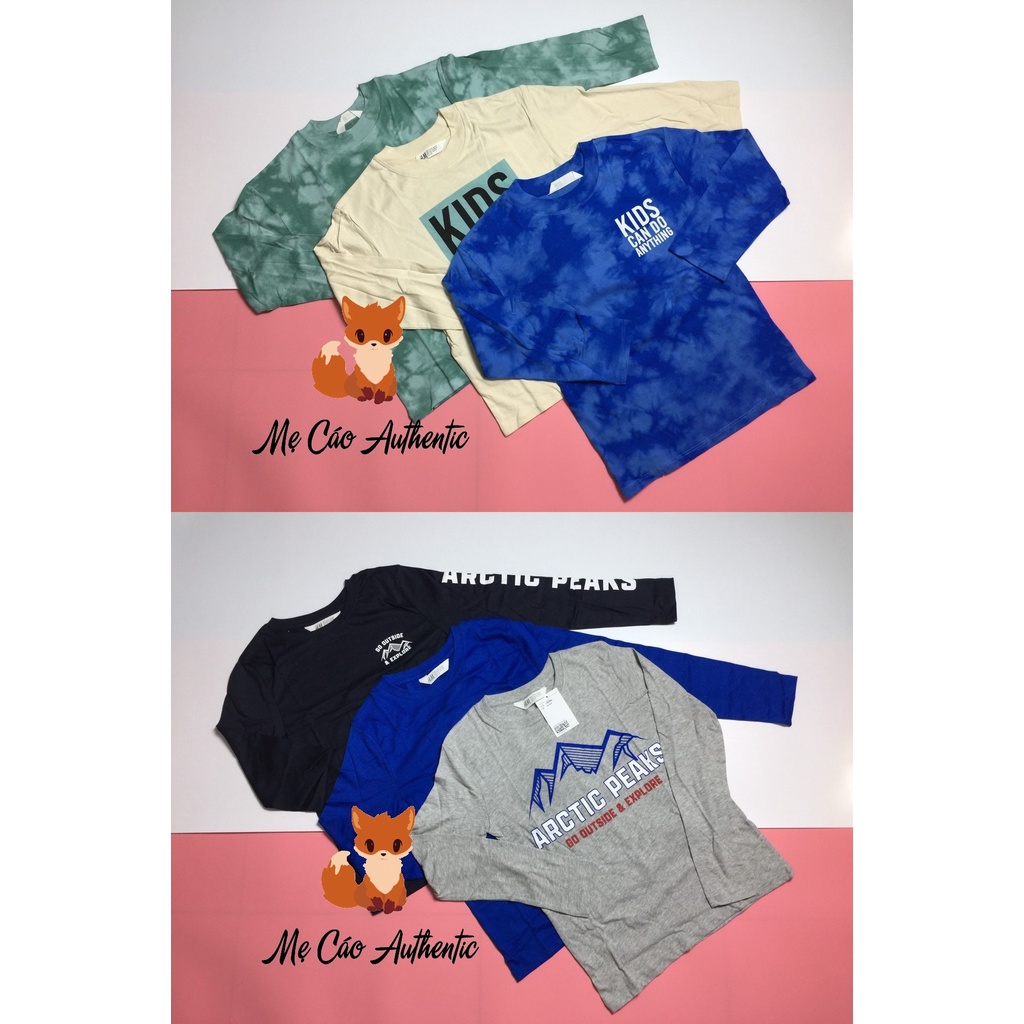 Set 3 áo cotton dài tay H&M auth cho bé trai