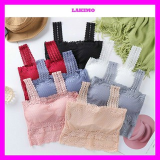 Áo lót nữ- áo bra ren 2 dây ren dáng croptop 3 màu da đen trắng