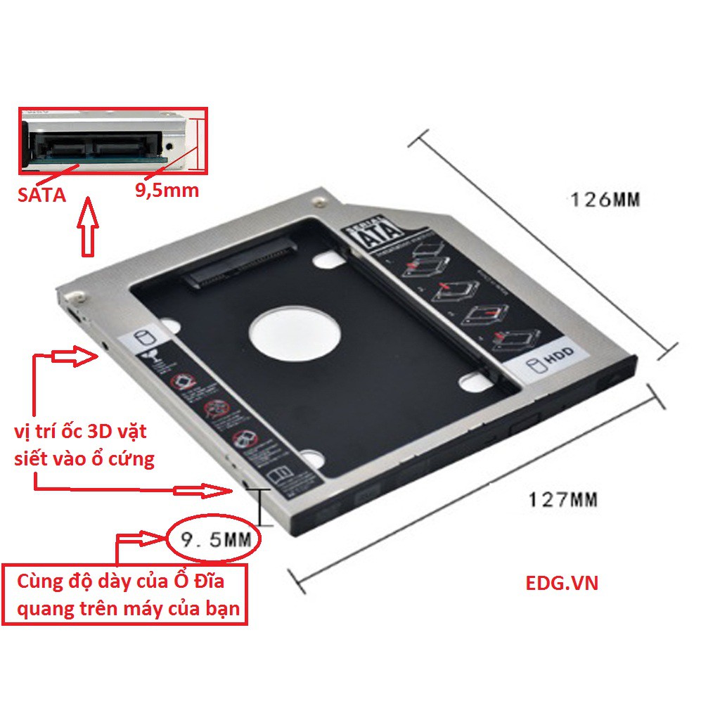 Khay Ổ Cứng thay cho ổ đĩa CD , Caddy Bay