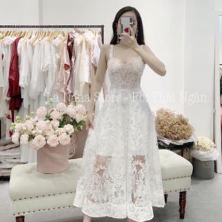 ĐẦM MAXI REN THIẾT KẾ 2 DÂY