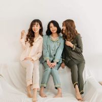Bộ ngủ Lụa trơn Be dài tay - NOHK