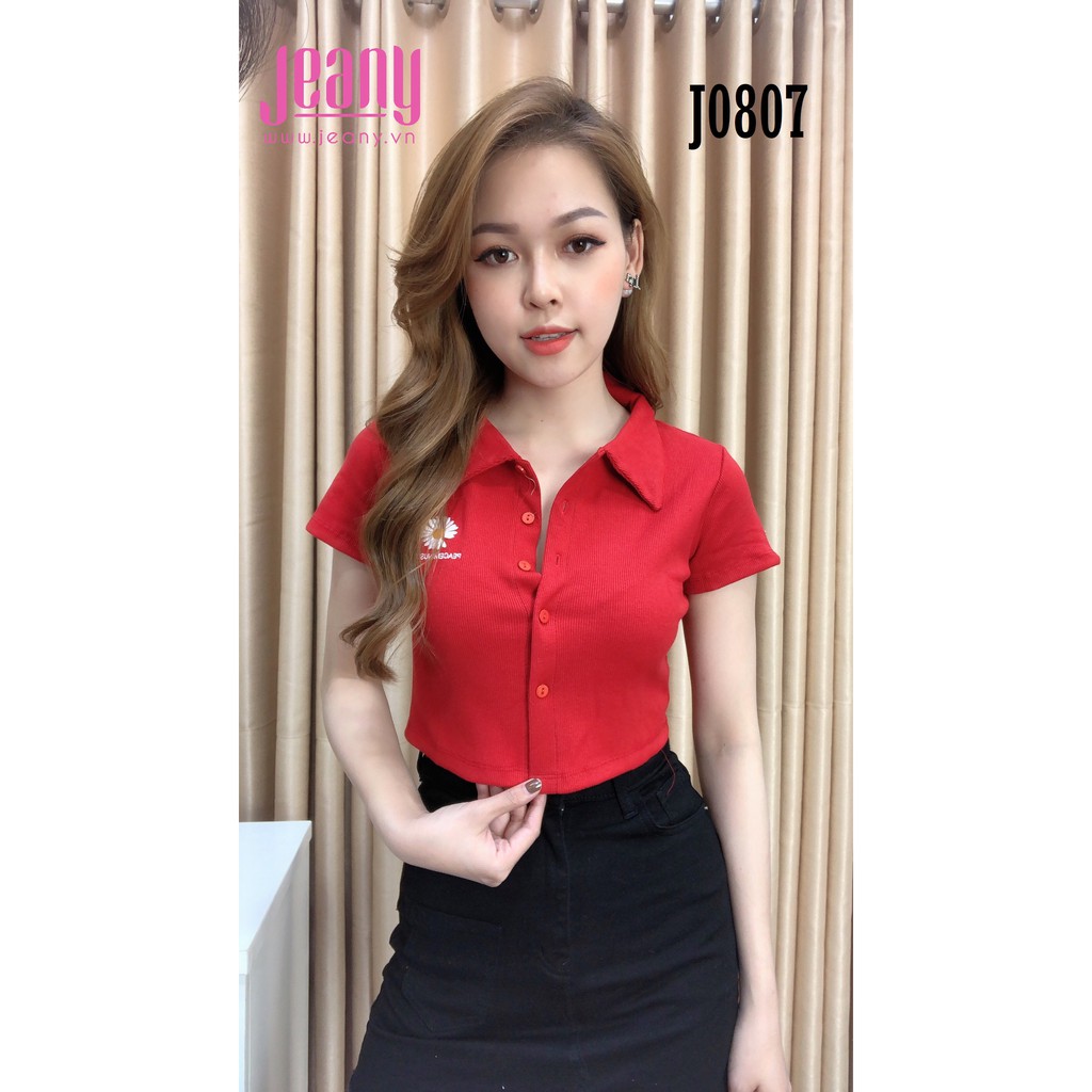 Áo Thun Nút Thêu Hoa Cúc J0807 - Jeany
