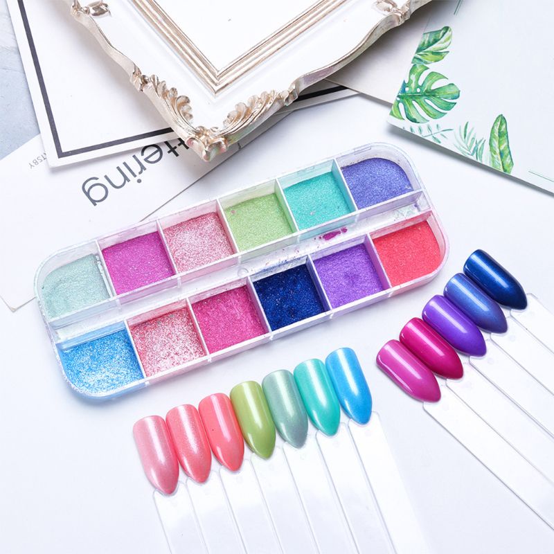 Bột Nhũ Kim Tuyến Siêu Mịn Lấp Lánh 12 Màu Trang Trí Móng Tay Nghệ Thuật YOUYO DIY Dành Cho Nam
