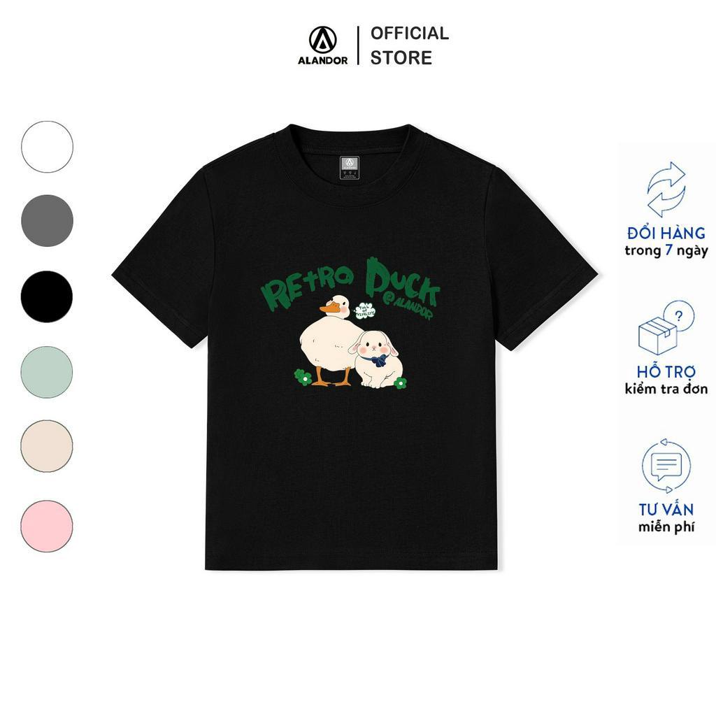 Áo baby tee y2k Alandor form ôm body chất cotton 100% co dãn hai chiều kiểu tay ngắn cổ tròn mẫu duck
