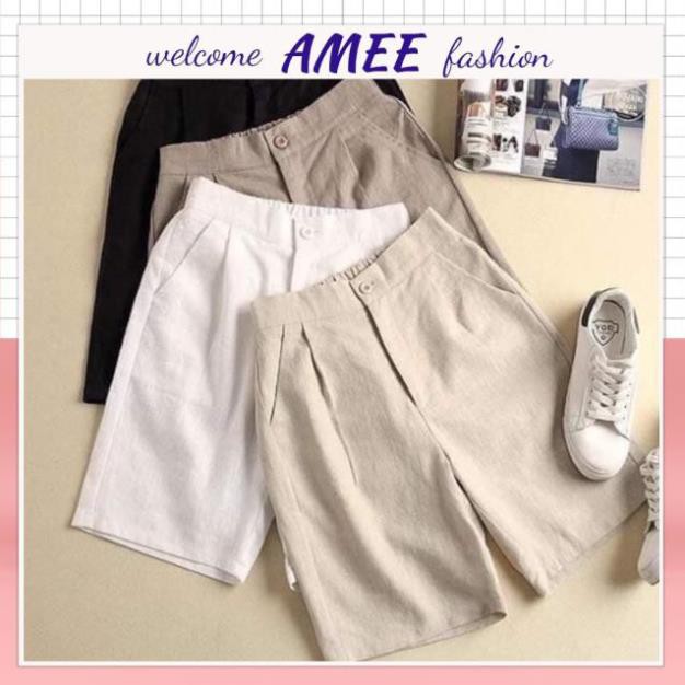 Quần Đùi Đũi Khoá Thật Amee Fashion Siêu Hót - Quần Short Nữ Vải Đũi Thoáng Mát | BigBuy360 - bigbuy360.vn