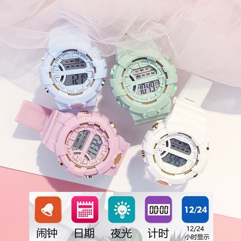 Đồng Hồ Điện Tử Chống Thấm Nước Họa Tiết Hoa Anh Đào Đơn Giản Phong Cách Hàn Quốc Cho Nữ Sinh Trung Học
