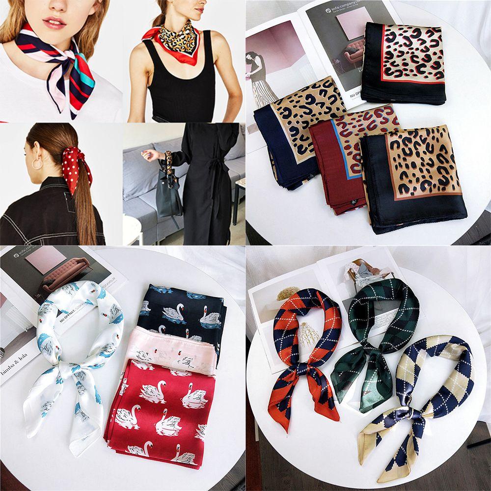 ME Khăn Choàng Cổ Hình Vuông In Họa Tiết Da Báo Cho Nữ