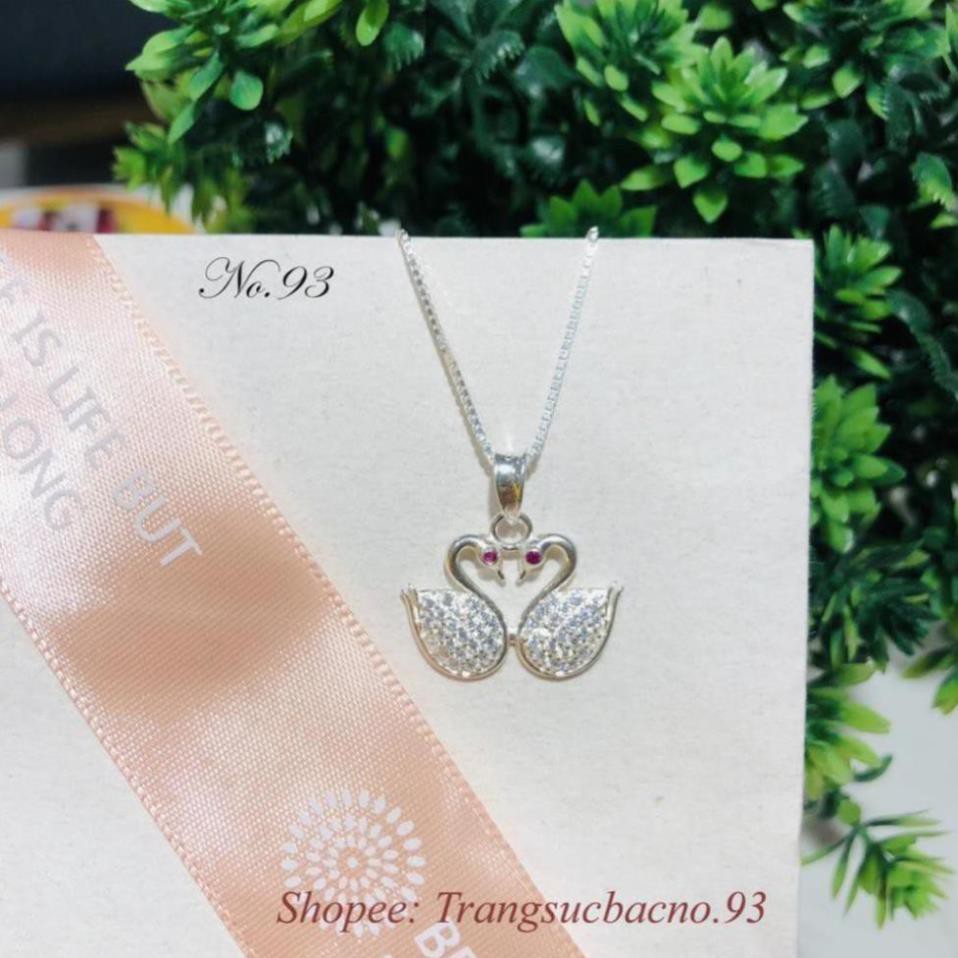 (BẠC CHUẨN) DÂY CHUYỀN BẠC CHO NỮ MẶT THIÊN NGA ĐÔIGẮN ĐÁ LẤP LÁNH PHỤ KIỆN TRANG SỨC CAO CẤP NO.93 VÒNG CỔ NỮ ĐẸP