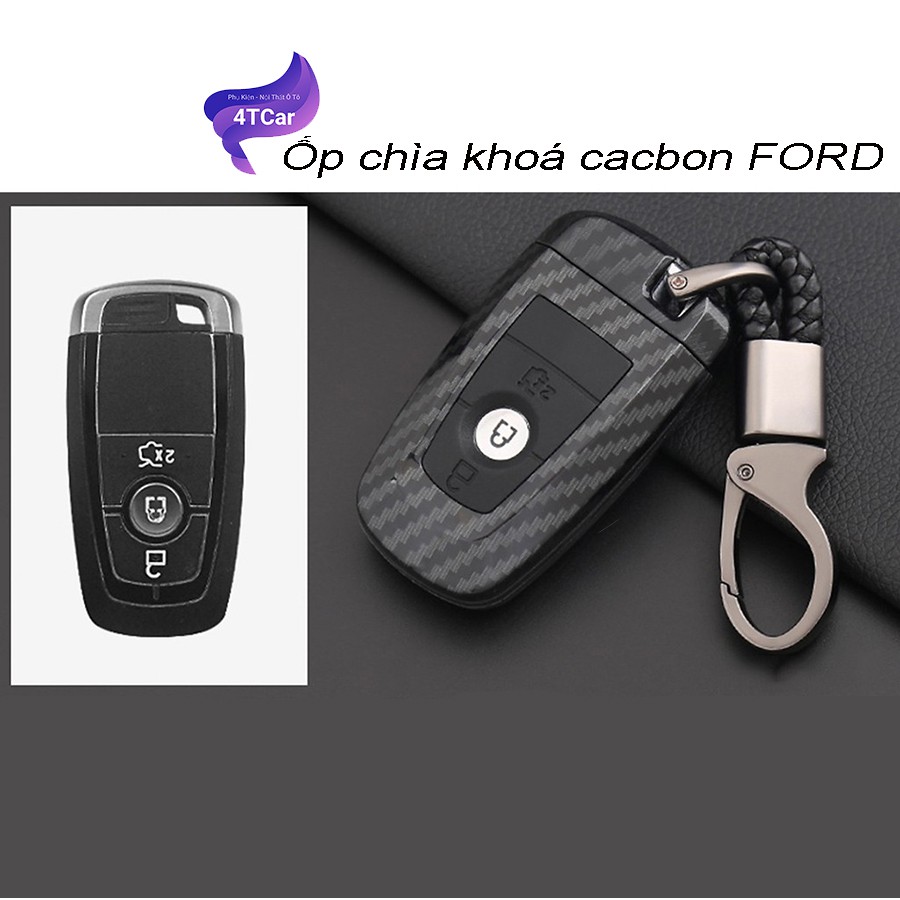 Ốp chìa khóa carbon xe Ford Ecosport 2019, Ranger 2019, Ford Everest 2018