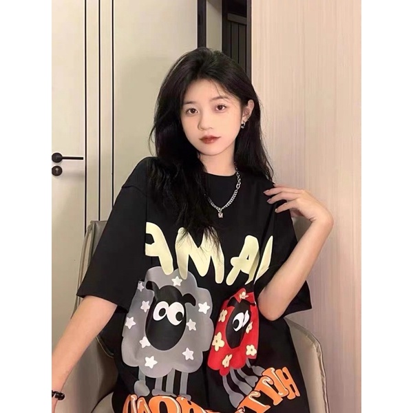 Áo thun form rộng Treminal hình in nổi vải cotton màu đen order - A050