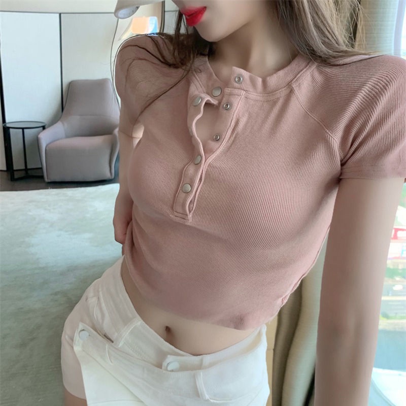 Áo Thun Cotton Ngắn Tay Họa Tiết Sọc Caro Thời Trang Mùa Hè Cho Nữ