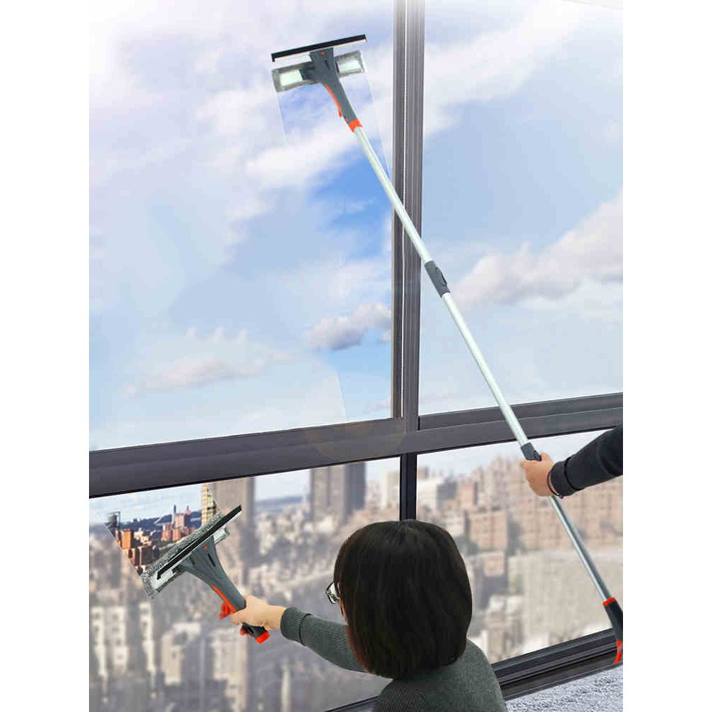 Cây lau kính thông minh cán dài 1,75m tặng kèm bông dự phòng - Chổi lau kính có bình sịt tự động đa năng