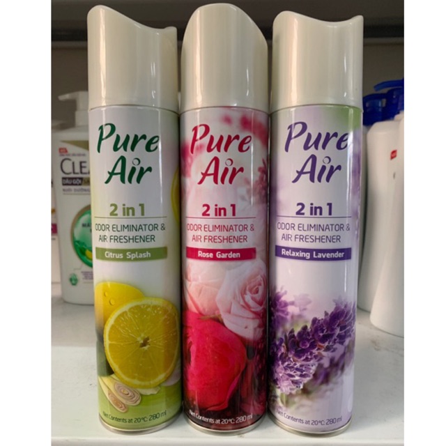 Xịt phòng pure air hương chanh xả/lavender/hoa lài/hoa hồng thơm phòng diệt muỗi 280ml