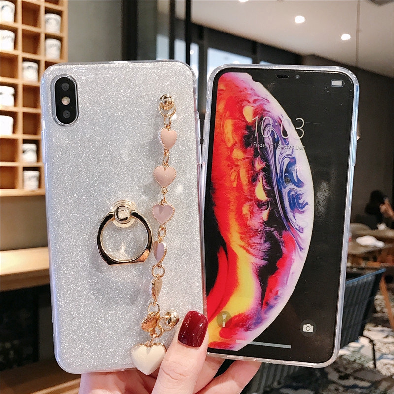 Ốp Điện Thoại Họa Tiết Trái Tim Lấp Lánh Kèm Vòng Đeo Tay Cho Oppo A83 a1 A77 F3 A71 A7 A39 A57 F1A A5 A3S A51 Morrtr5 A53 A59 F1