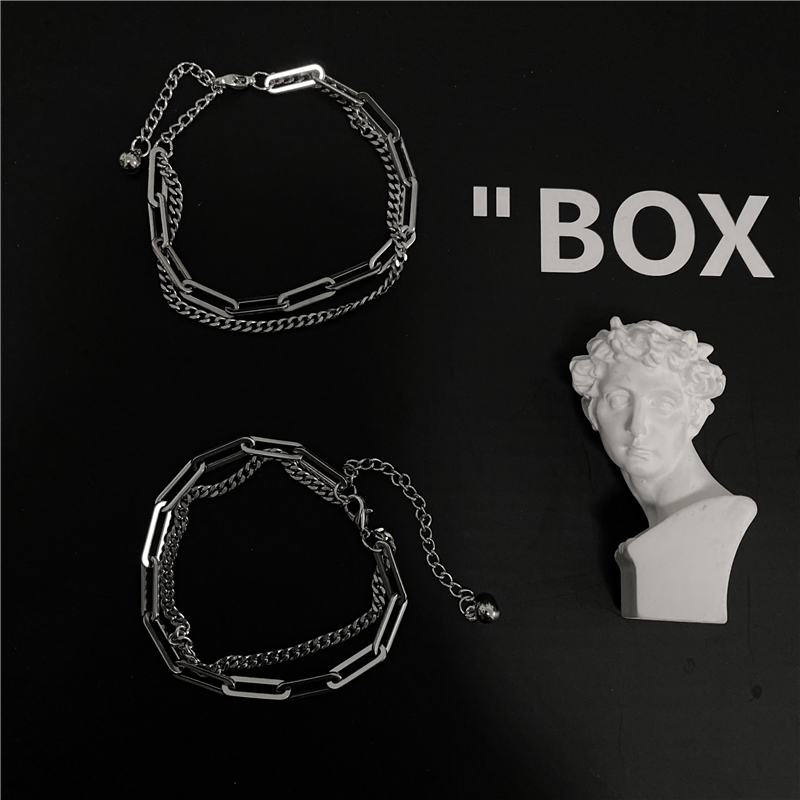 Vòng Tay Hai Lớp Bằng Kim Loại Phong Cách Hip Hop Thời Trang 22463