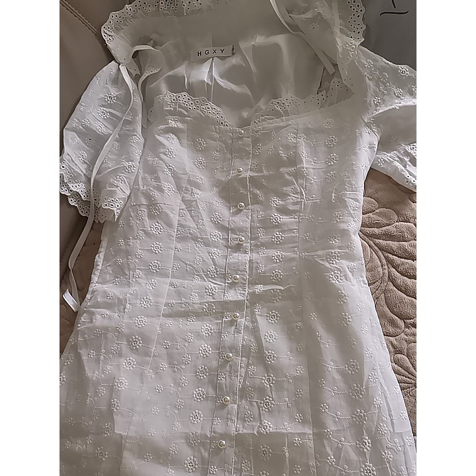 ( ORDER ) Đầm trắng phối ren khoét ngực Ulzzang AK898 ảnh thật ở cuối | BigBuy360 - bigbuy360.vn