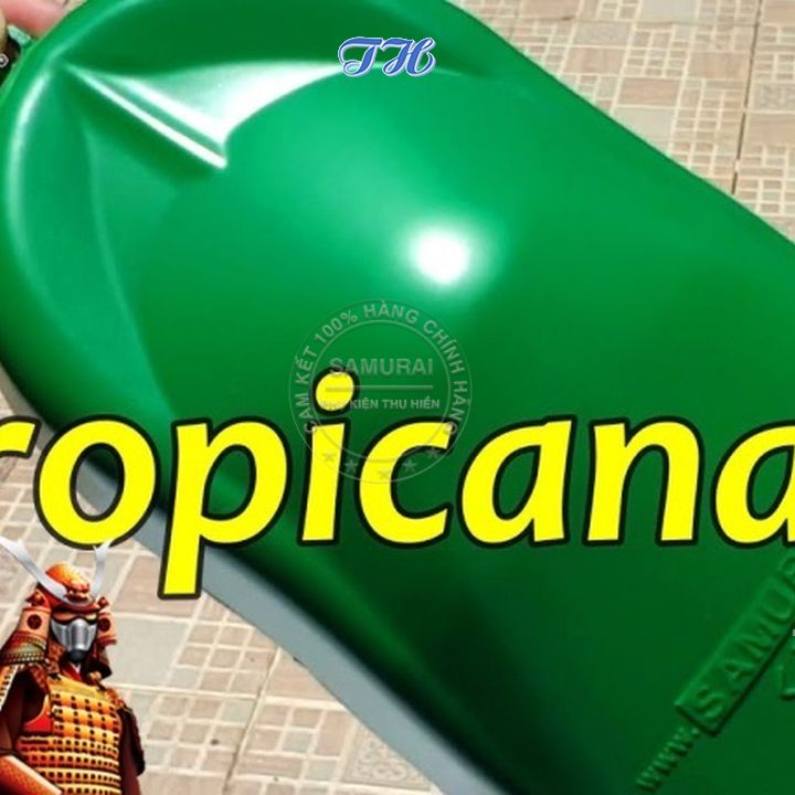 Combo 4 chai sơn samurai 24/165 Màu xanh lá Tropicana gồm: uch210 - 2/102 - 24/165 - k1k - giấy nhám p800