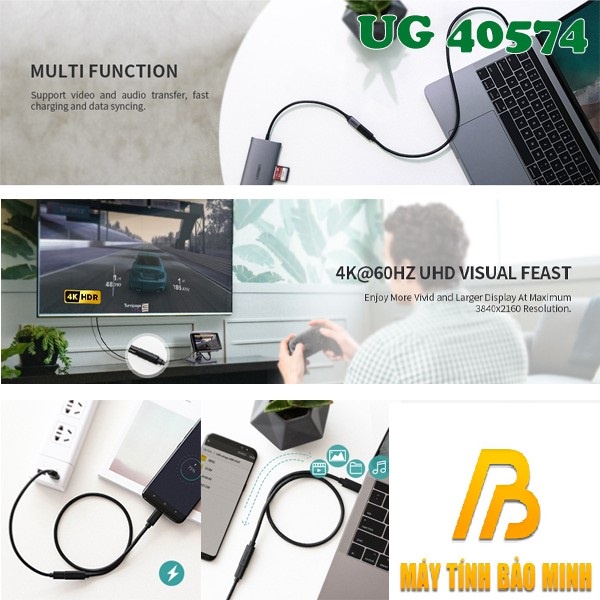Cáp nối dài Usb Type C dài 0.5m Thunderbolt 3 Ugreen 40574 - Hàng chính hãng