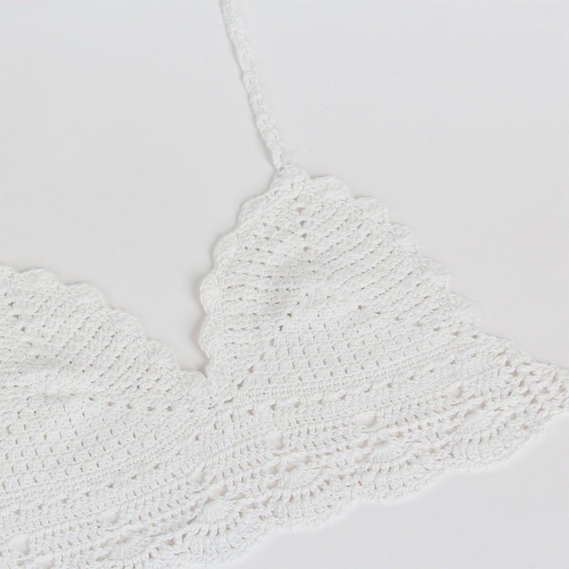 Xiangbao Áo Ngực Dệt Kim Khoét Rỗng Gợn Sóng Phong Cách Boho Đi Biển Cho Nữ Cr