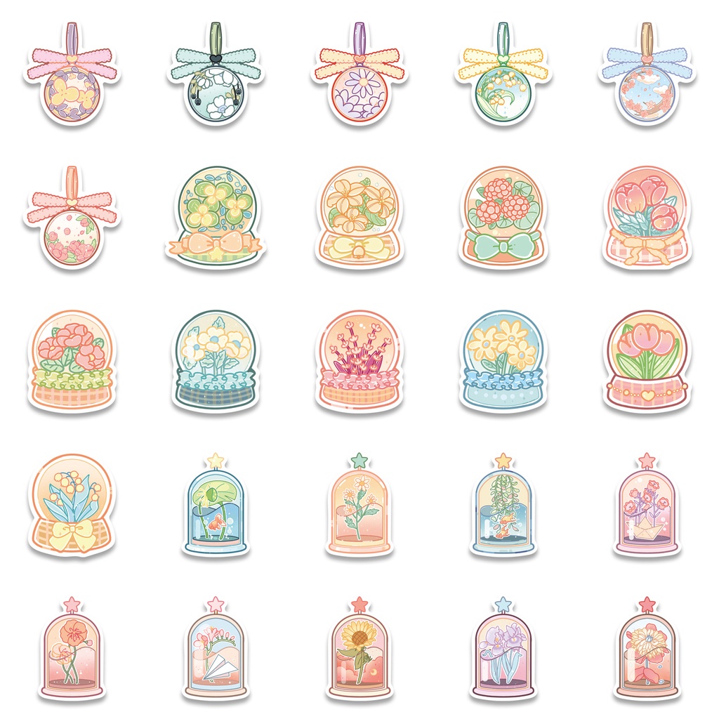 Bộ 50/25/10 Sticker Trang Trí Cốc Nước