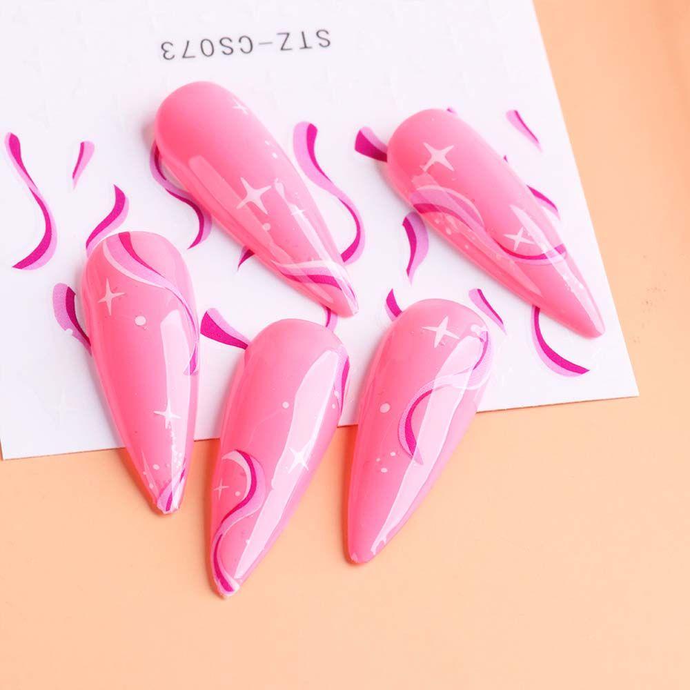 Miếng Dán Trang Trí Móng Tay Họa Tiết Kẻ Sọc / Gợn Sóng 3D Kiểu Pháp Độc Đáo DIY