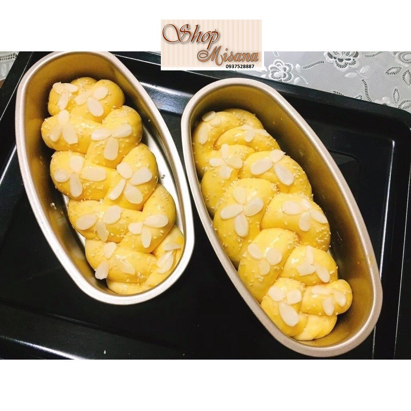 Khuôn bánh mì hoa cúc chống dính hình oval 21cm D08