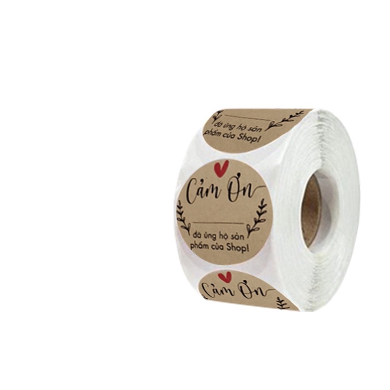 Nhãn dán Cảm Ơn | Giấy kraft 25mm | Sticker Thank You Tiếng Việt dễ thương gói hàng, gói quà