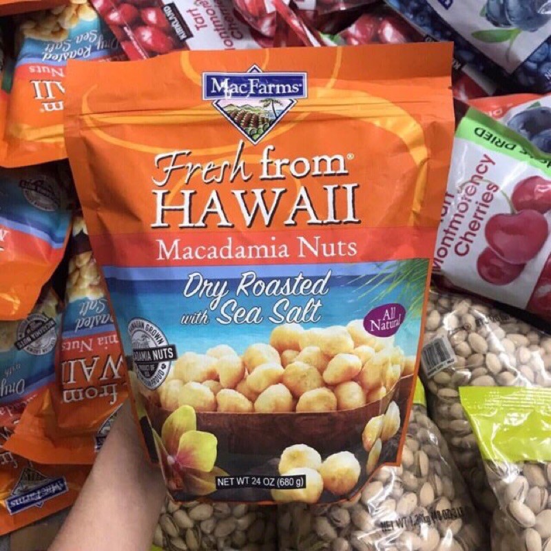 Hạt Macca tách vỏ sấy khô rang muối - Macadamia HAWAII nhập Mỹ