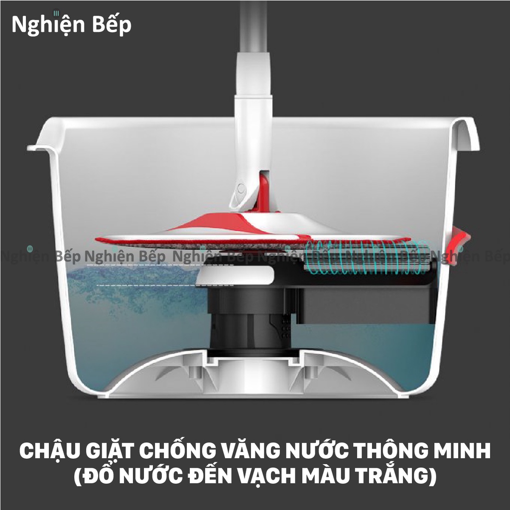 Chổi lau nhà thông minh XIAOMI CHÍNH HÃNG Yijie Rotary Mop Set YD - 02 Red Gray Cloth