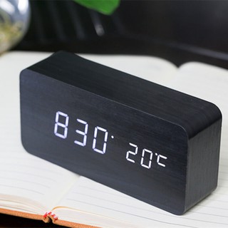 TẶNG Bộ CÁP SẠC - Đồng hồ để bàn Gỗ đèn led xem giờ, ngày tháng, nhiệt độ, báo thức mã DH003 - Đồng hồ Led