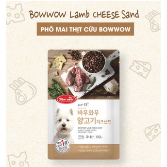 Snack cho chó Phô mai thịt cừu Bowwow 100g