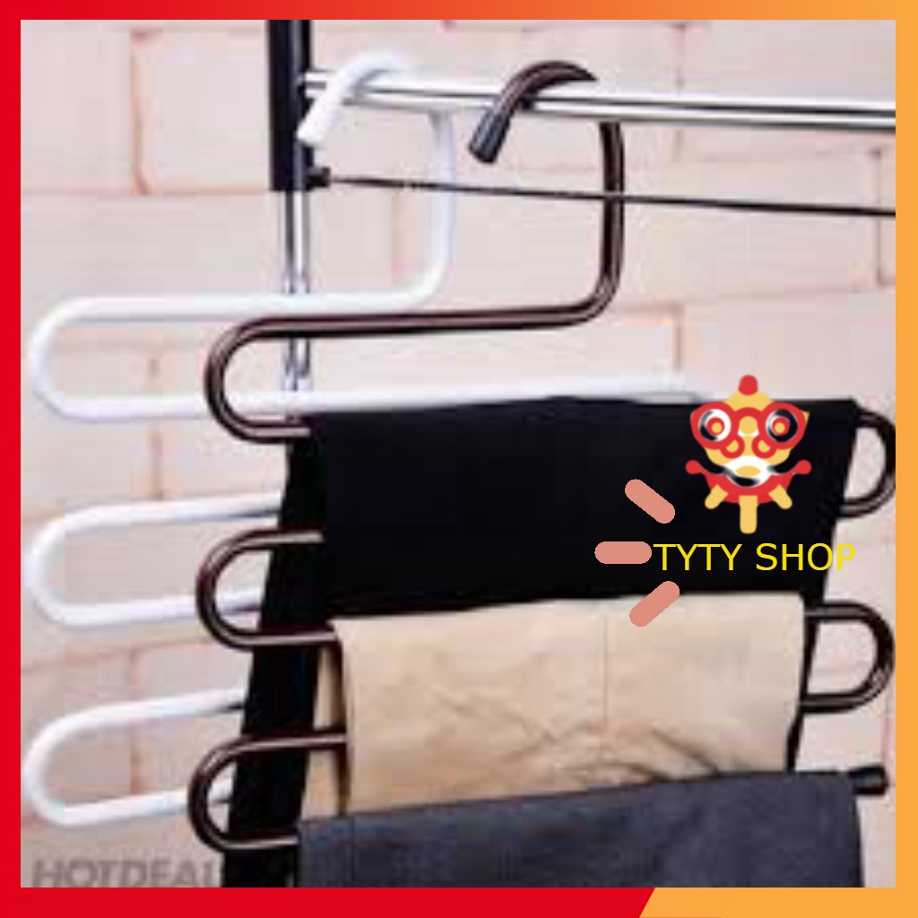 Móc treo quần áo 5 tầng chữ S thông minh bằng thép không gỉ