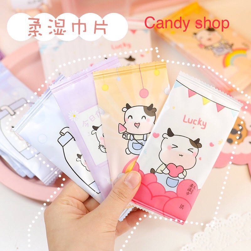 (COMBO 10 CÁI) Khăn ướt hình Cô gái dễ thương