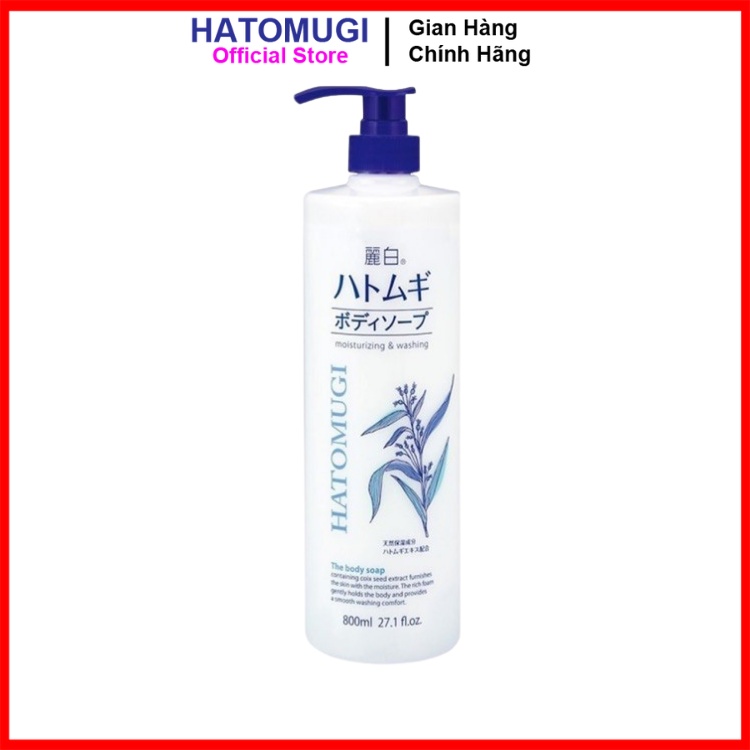 Sữa Tắm Dưỡng Ẩm Trắng Da Ý Dĩ Hatomugi Moisturizing Washing Body 800ml Nhật Bản