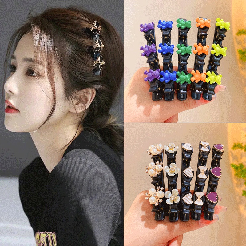 Kẹp Tóc Hình Gấu Hai Lớp Bện Dây Thời Trang Hàn Quốc Cao Cấp