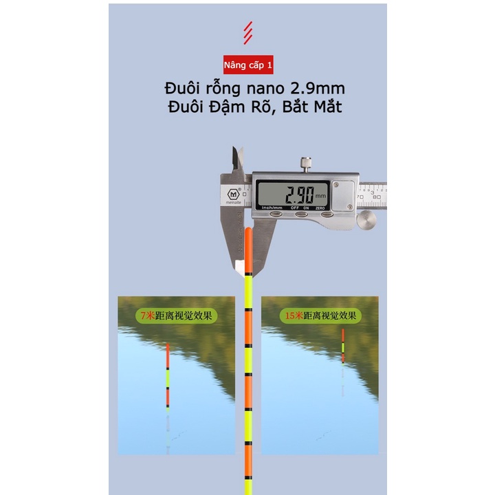 Phao câu đài nano KY 12 cao cấp, siêu nhạy . Phao câu đài cao cấp. Tăm dày đậm. Phao câu đơn.