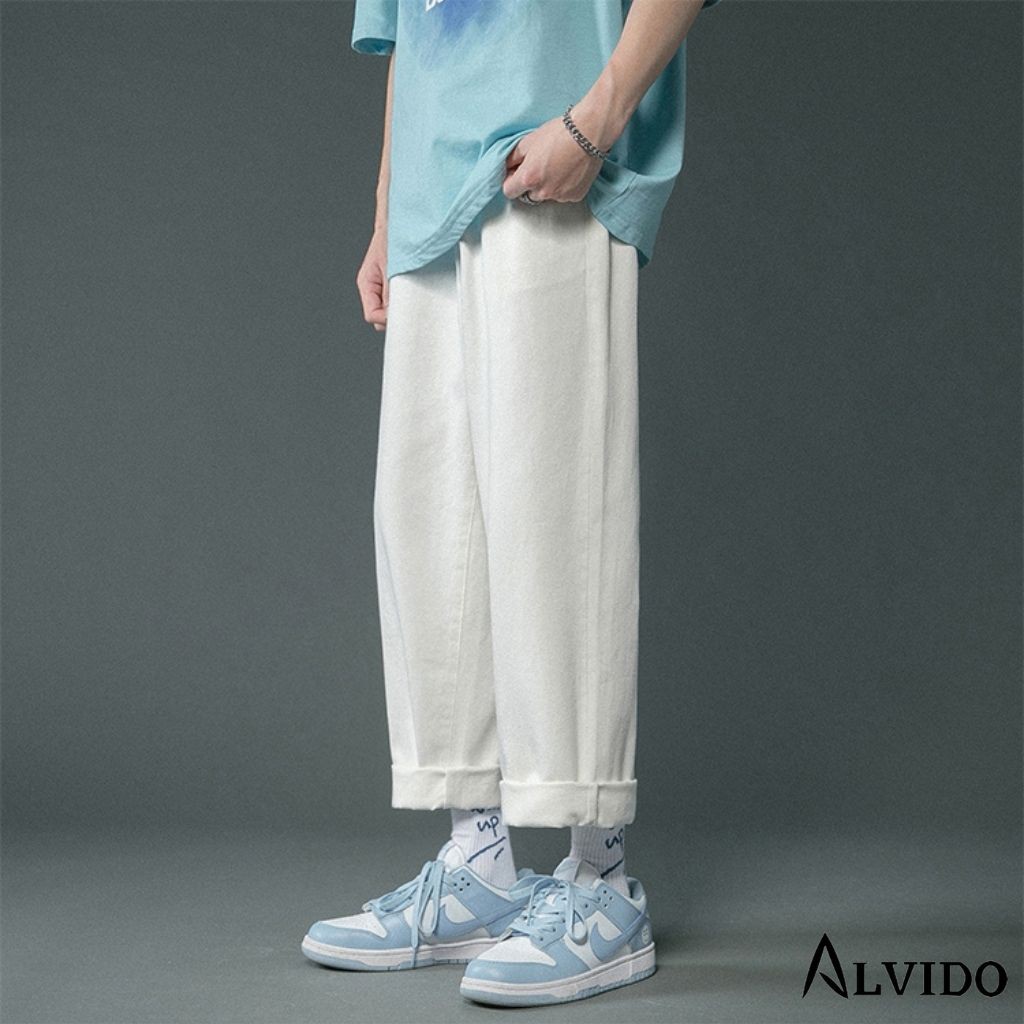 Quần Jean dáng BAGGY suông rộng ALVIDO quần bò trơn form rộng nam dễ phối đồ BG007