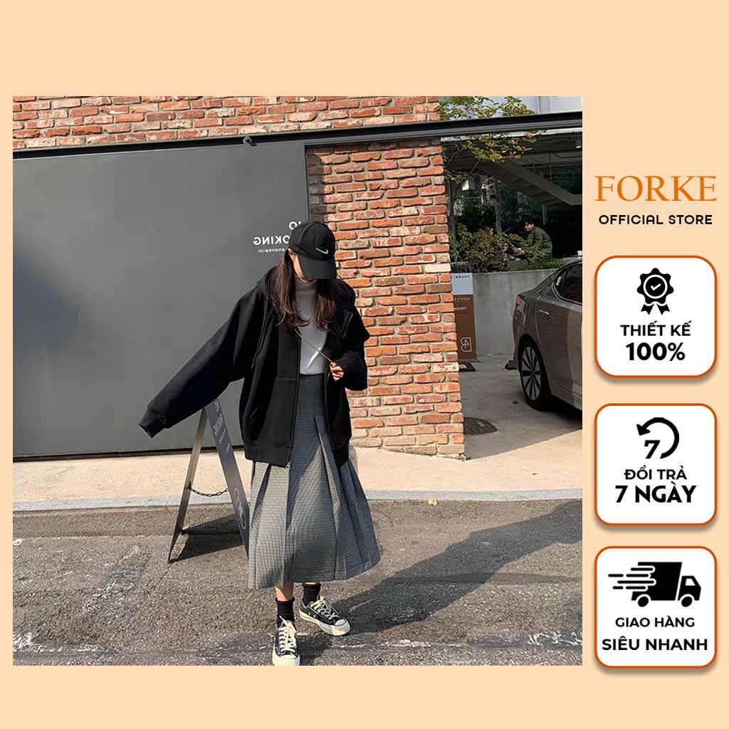 Áo Hoodie Nỉ Ngoại Trơn Dáng Thụng 🦋 Áo Khoác Nam Nữ Khóa Kéo Mũ Rộng 2 Màu 🦋