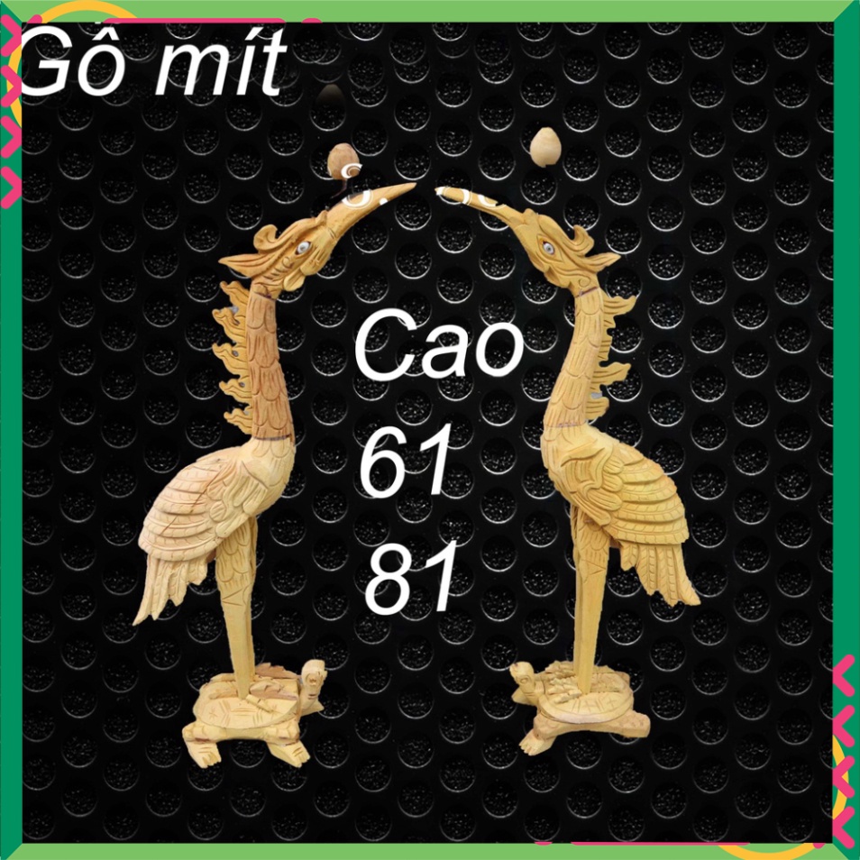 Hạc thờ gia tiên- Hạc Mào Sen gỗ mít cao 61 và 81